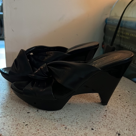 Robert Clergerie black leather slide heel Sandle NWT - Picture 2 of 4